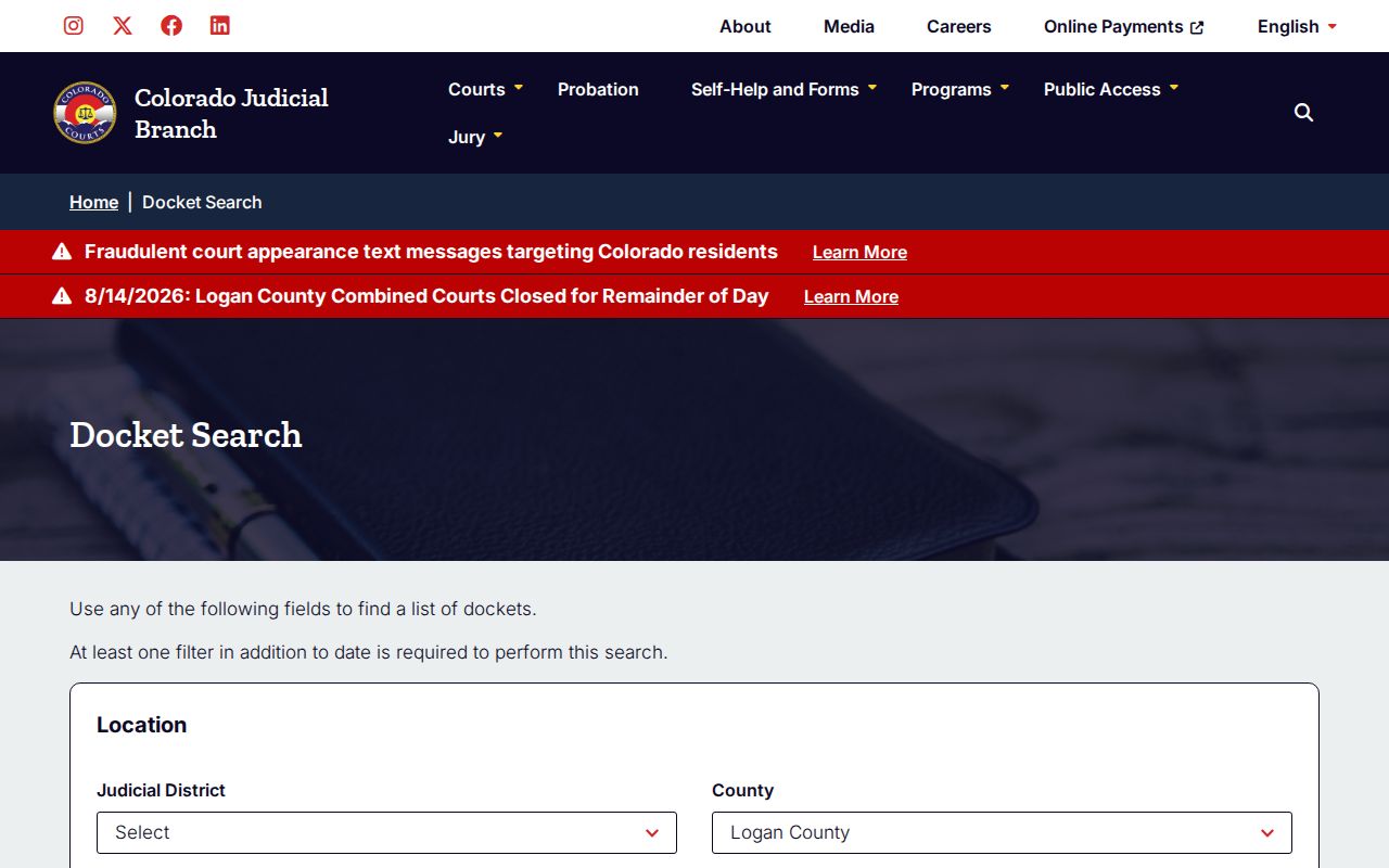 Logan County court schedule and hearing date search