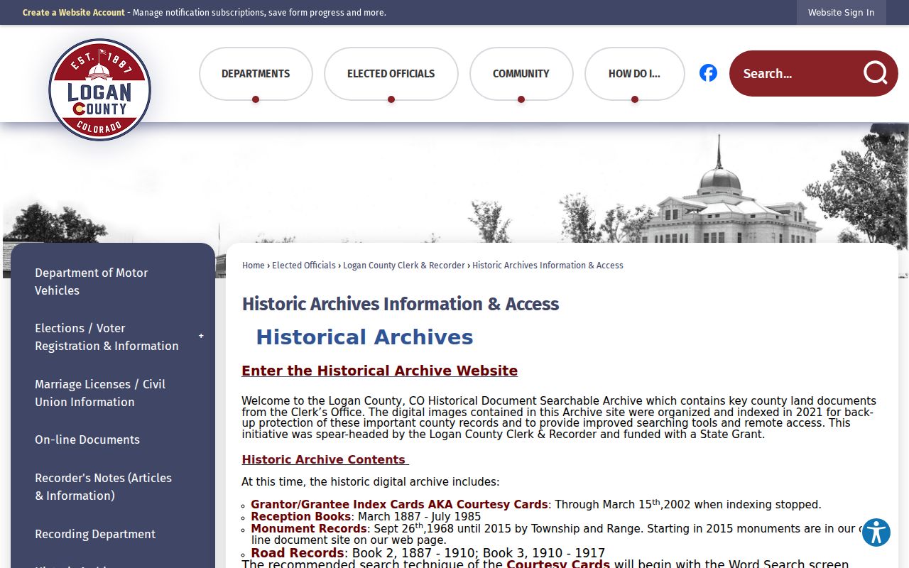 Logan County historic archives distinguished from court records