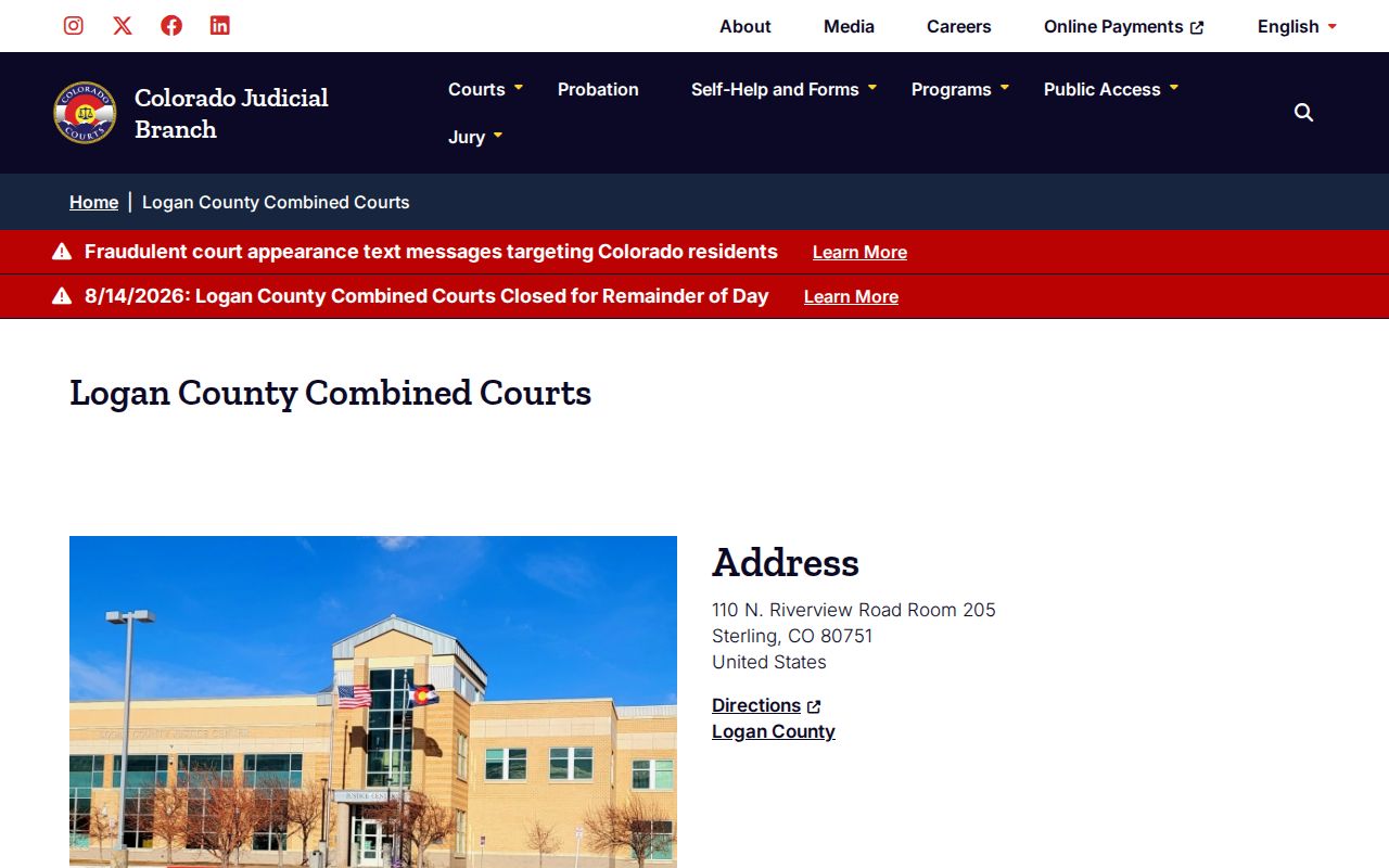 Logan County court docket contact page for Combined Courts