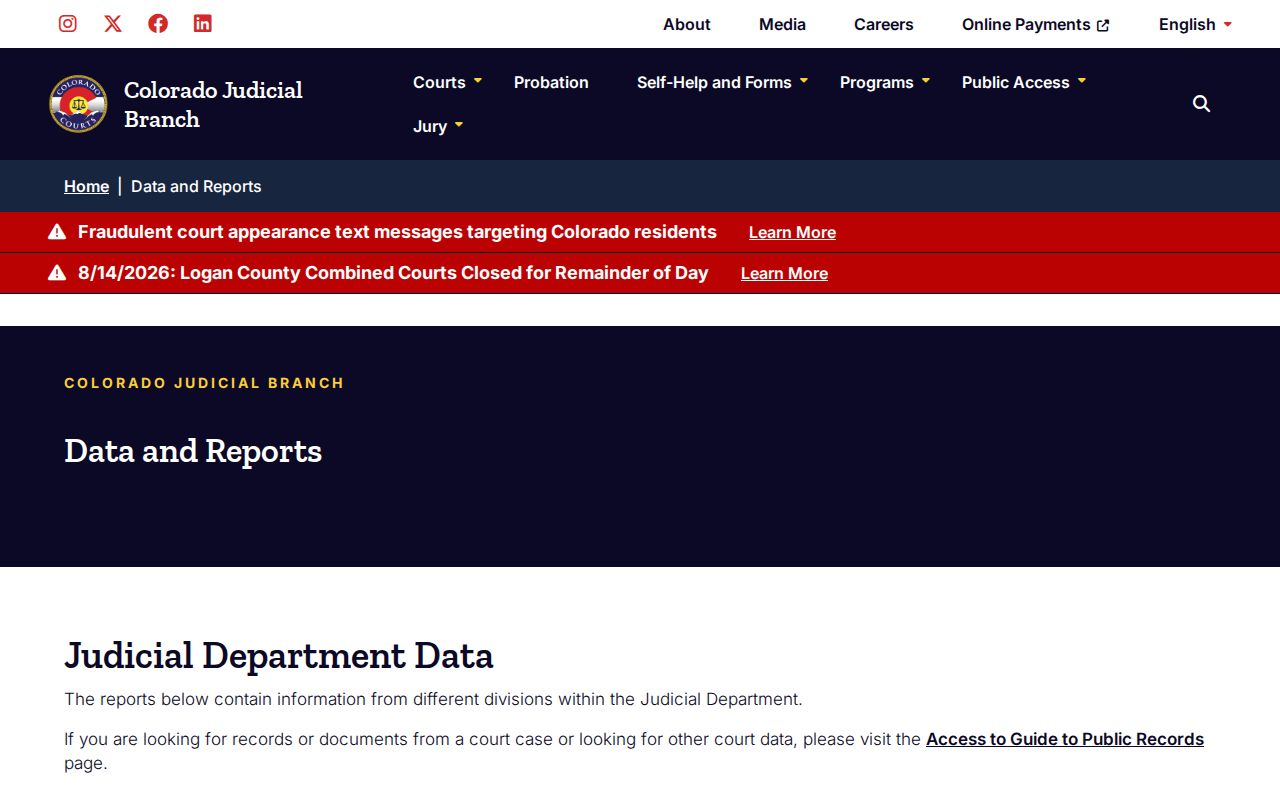 Logan County court docket context from Colorado Judicial data reports